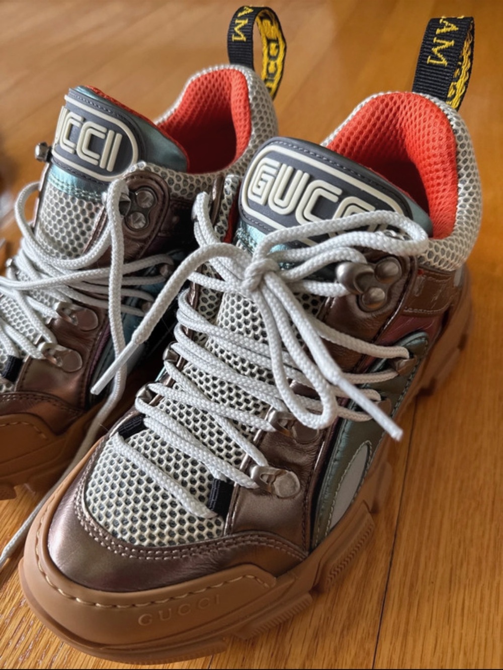 Gucci Metallic Brown, Blue & Orange Chunky Sneakers - Picture 7 of 8